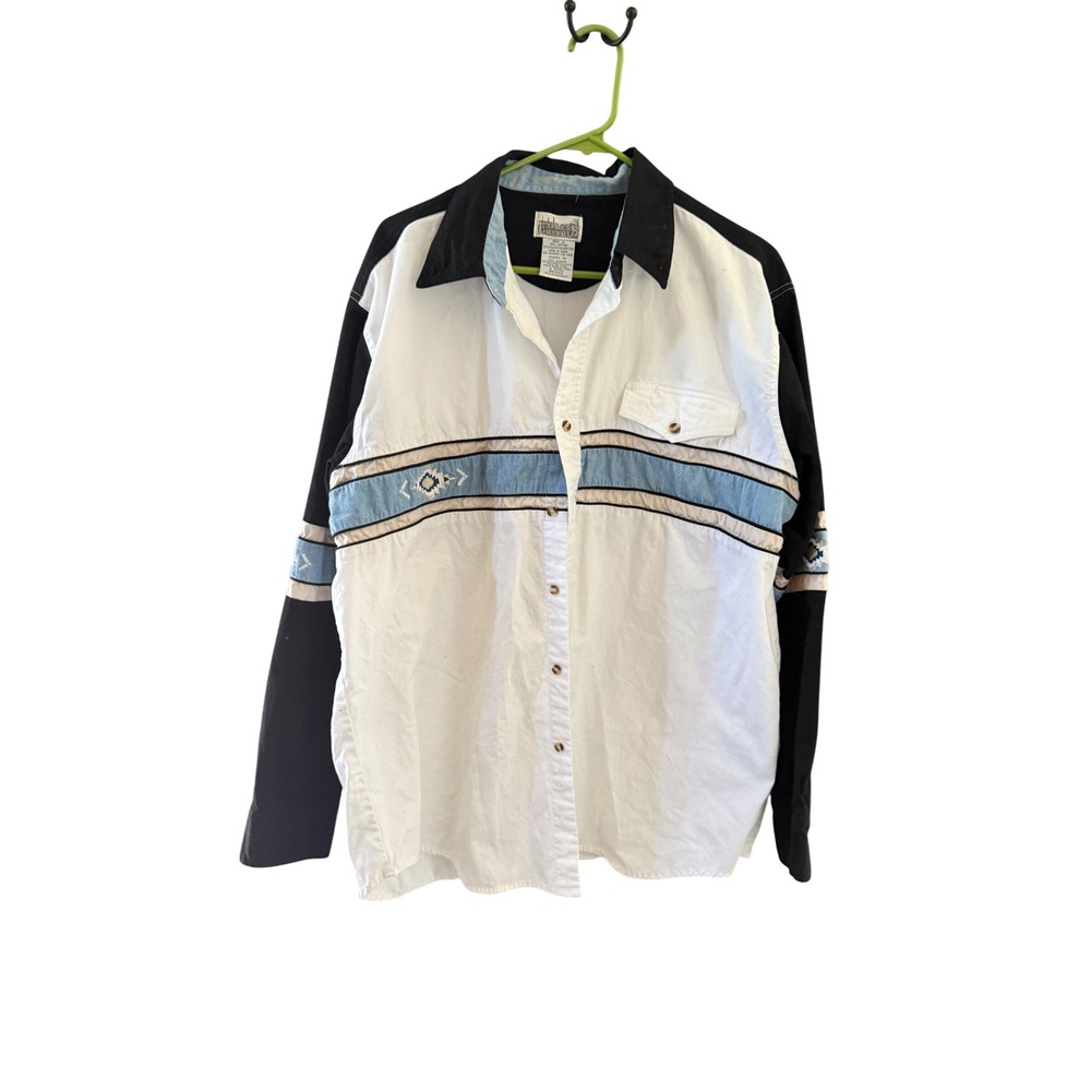 Express Rider Vintage 90s Mens XL Western Button Shirt Aztec Colorblock Cotton